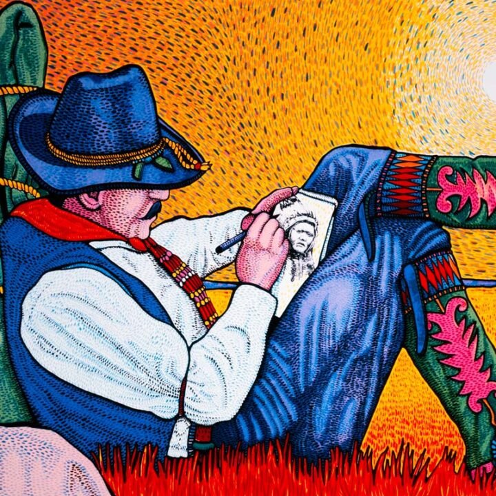 Colorful cowboy art by david sherwin parker